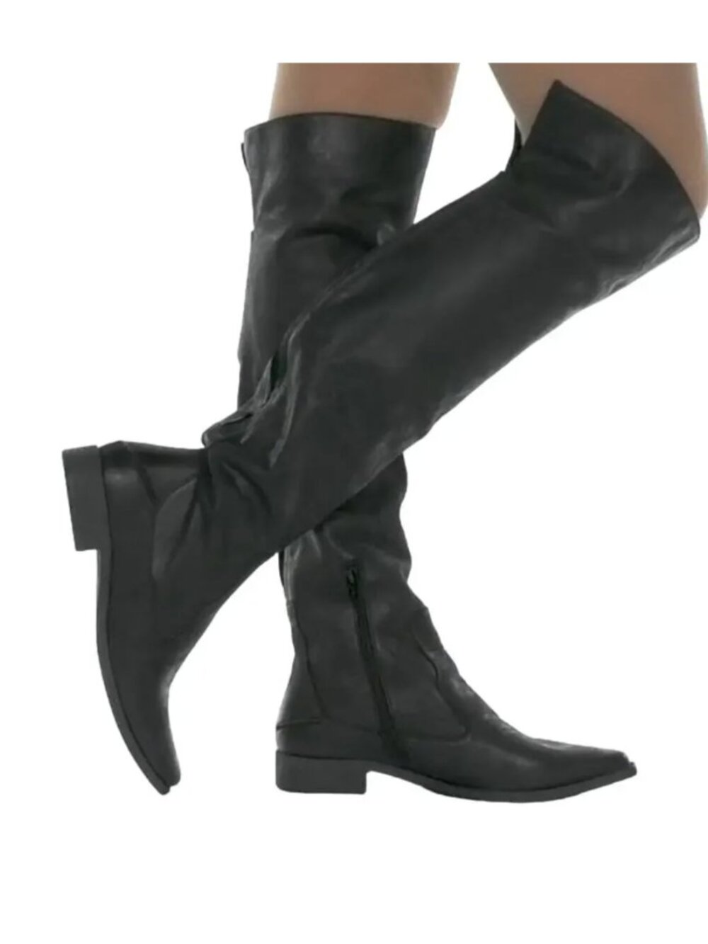 Free People Brenna OTK Over The Knee Western Boots Tall Leather Boots Black 37 7